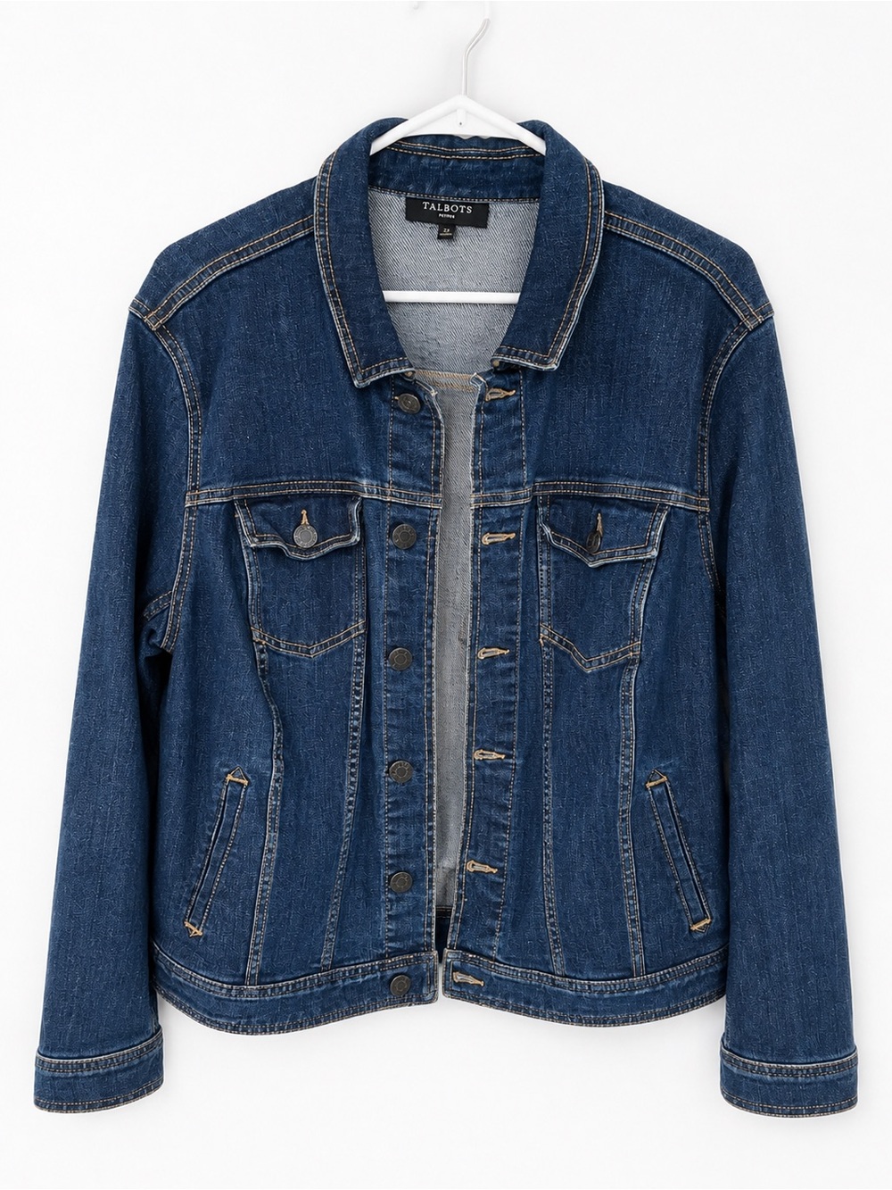 Talbots Dark Wash Denim Jacket Size 2X Classic Stretch Jean Jacket - Picture 2 of 12